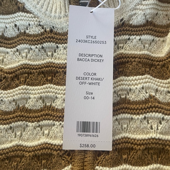 $258 NWT Veronica Beard Ariana Dickey Jacket insert dual zip tan white stripe - Picture 7 of 14